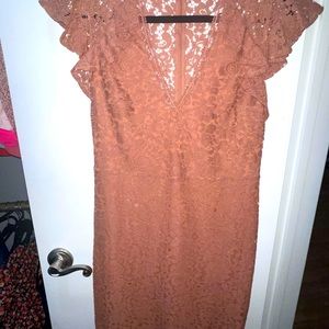 Knee length flutter sleeve dress